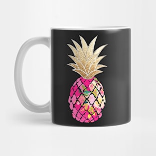Aloha pineapples, Hot Pink+Faux Gold Mug